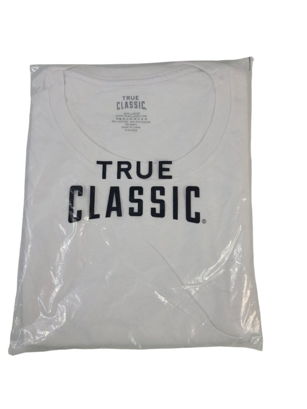 NEW True Classic White T-Shirt Sz XXXL - 60% Cotton 40% Polyester Casual Wear